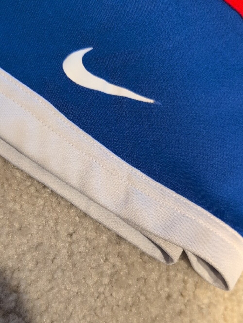 Nike Red and Blue Colorblock Shorts with White Swoosh - Picture 5 of 5